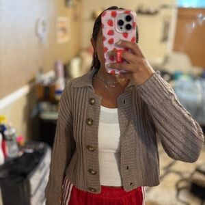 Hippie Rose Brown Cardigan Sweater